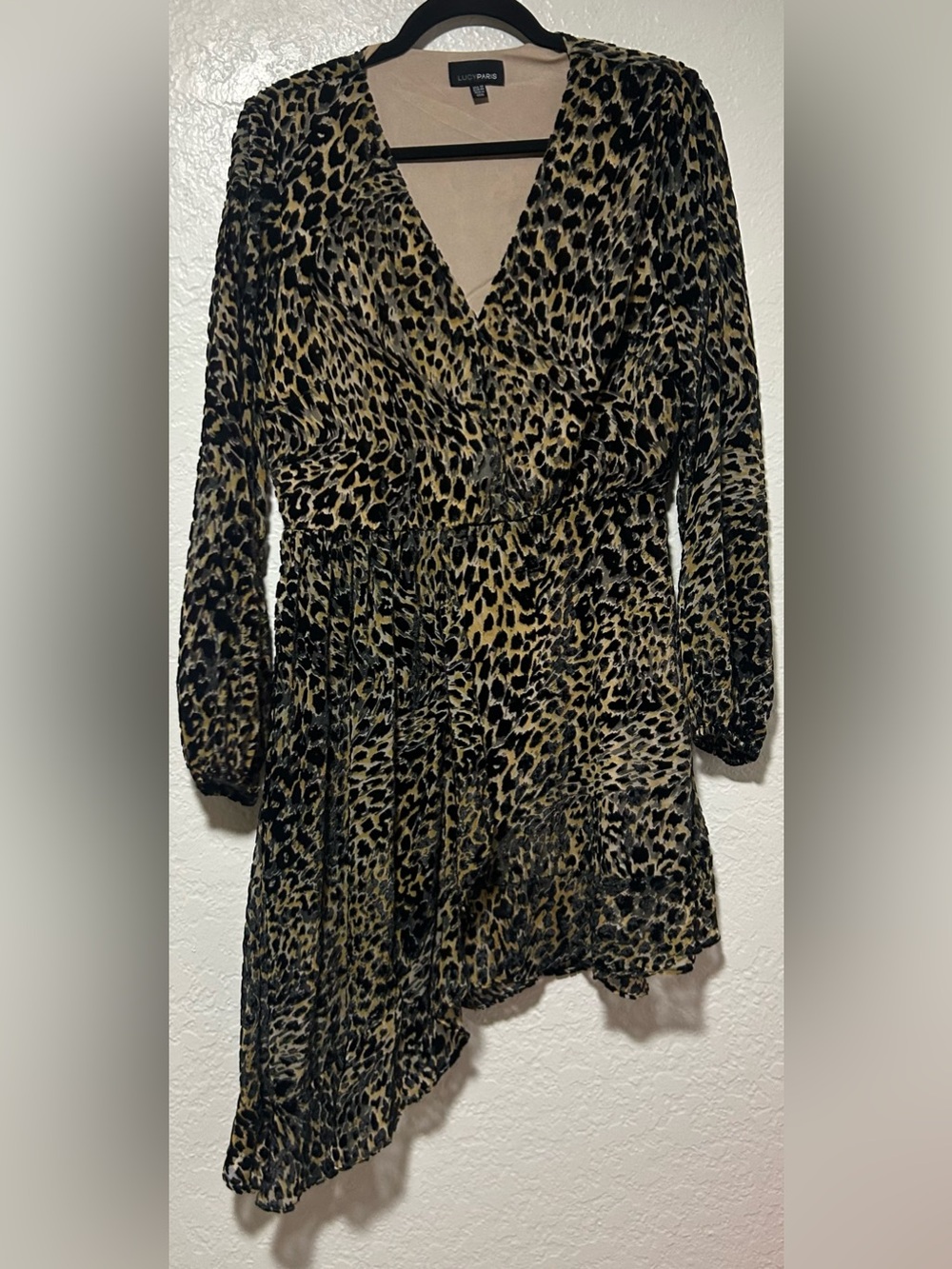 Lucy Paris Black Leopard Print Asymmetrical Dress